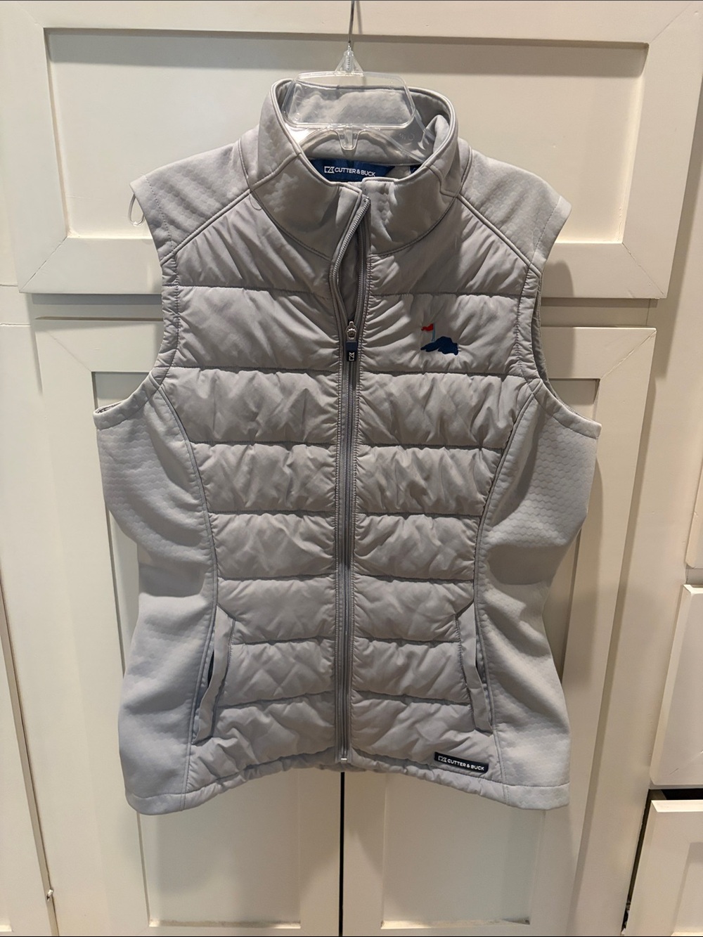 Cutter & Buck Light Gray Quilted Vest with Mock Neck
